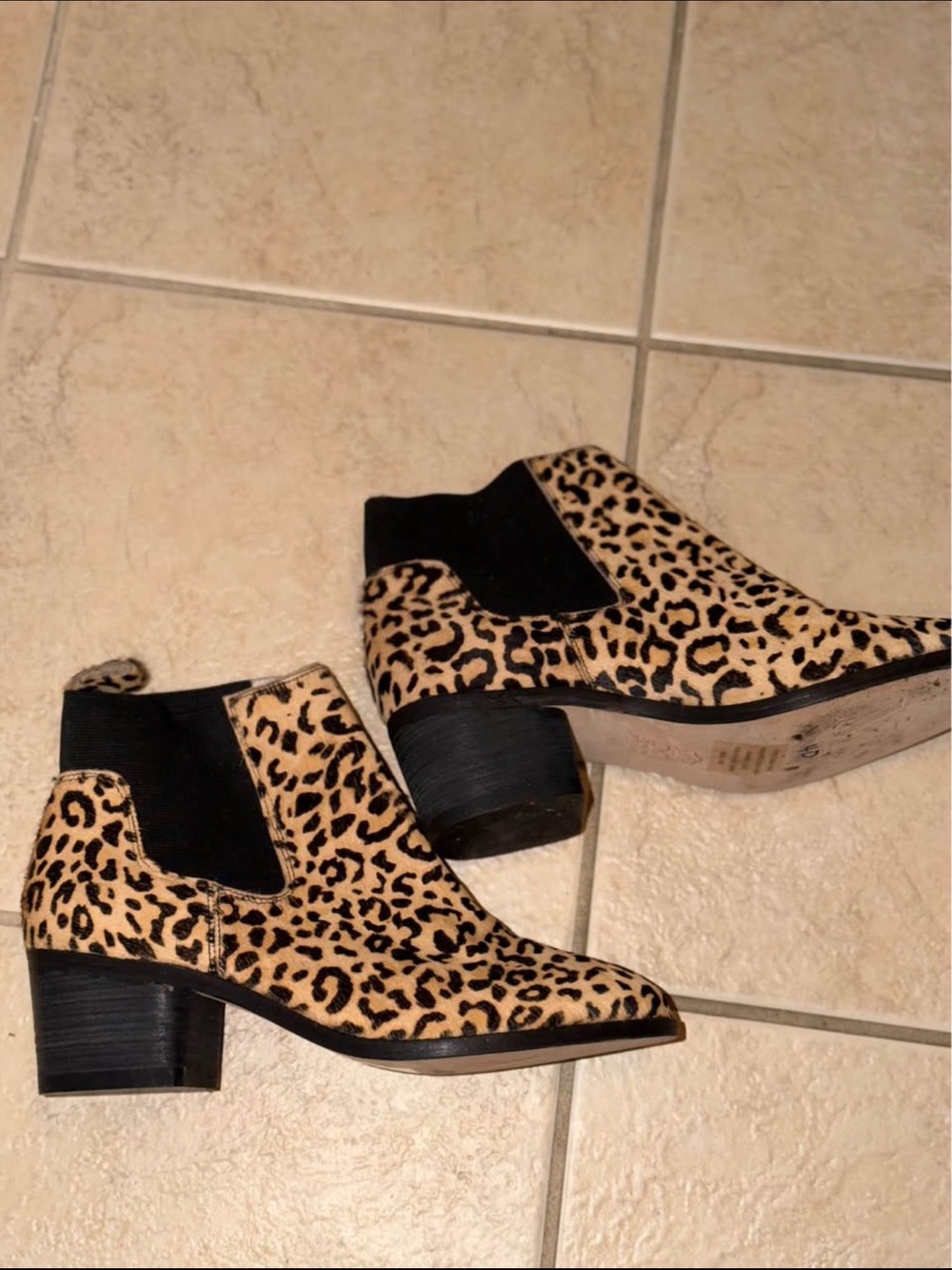 Matt Bernson Leopard Print Cowhide Chelsea Booties in Tan & Black
